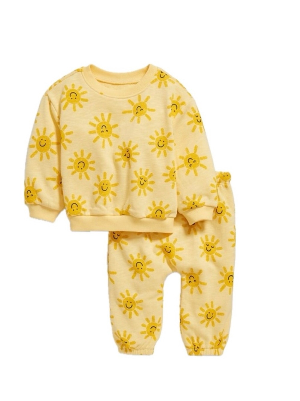 Old Navy Baby Yellow sun print sweatshirt and pants set 6-12 months
